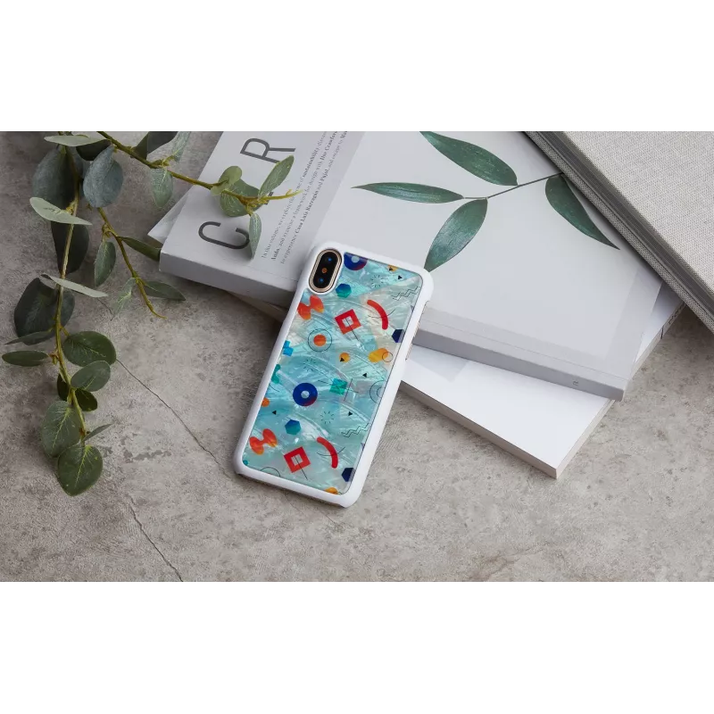 Telefono dėklas iKins, skirtas iPhone XS / iPhone X S – baltas poppin rock apsauginis galinis dangtelis