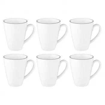 6 puodelių su rankenėle rinkinys SELECT SELTMANN LIDO Juoda LINE – keraminiai gėrimo puodeliai, 6 vnt. rinkinys