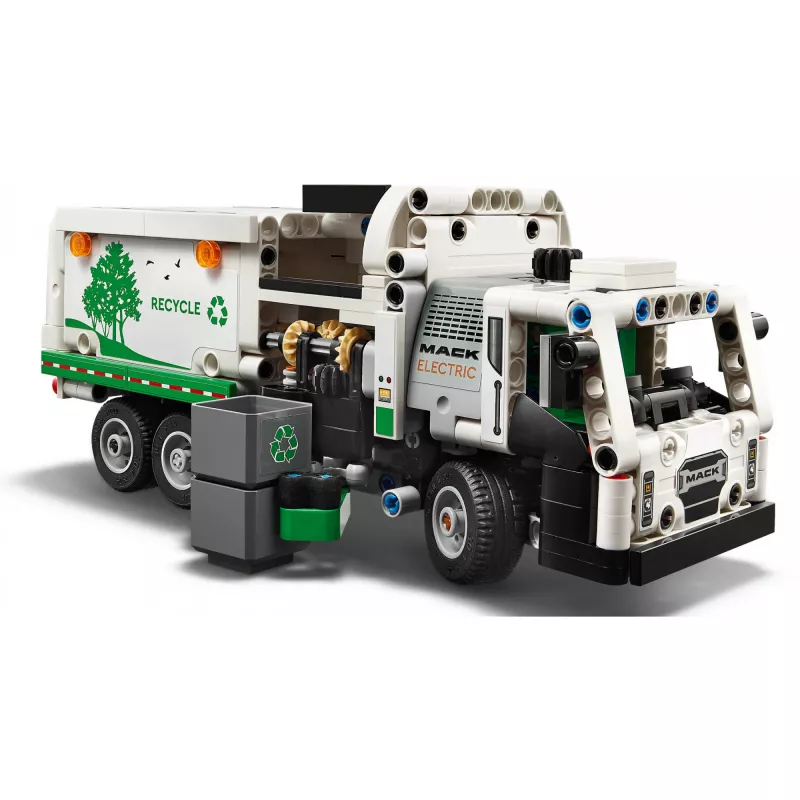 Konstruktorius LEGO Technic Mack LR elektrinis šiukšliavežis 42167 — 503 detalės, motorizuotas, dydis 230×80×90 mm