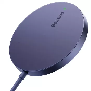 Belaidis įkroviklis Baseus Simple Mini3 15W USB-C, violetinis — kompaktiškas Qi įkrovimo pagrindas