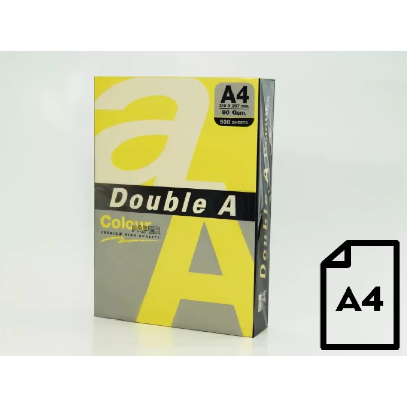 Spalvotas popierius Double A, 80g, A4, 500 lapų, citrininis