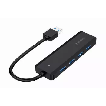 USB šakotuvas Gembird 4 prievadų USB 3.1 (Gen 1) — 4 prievadai, USB 3.2 Gen 1 Type-A, 5V/2.1A, 109×30×10 mm, juoda
