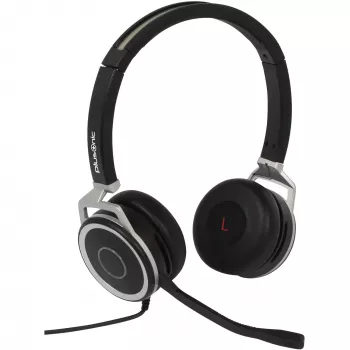Laidinės dvigubos verslo ausinės Plusonic 15.2P su USB ir 3,5 mm jungtimis, modelis 6208-15.2P