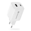 Sieninis įkroviklis everActive SC-450Q 45W 1×USB-C 1×USB-A Baltas