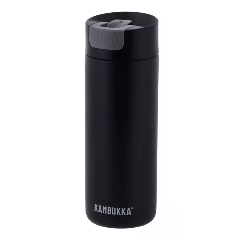 Termo puodelis Kambukka Olympus 500 ml — 18/10 nerūdijantis plienas, vakuuminė izoliacija, juodas, neslystanti apačia