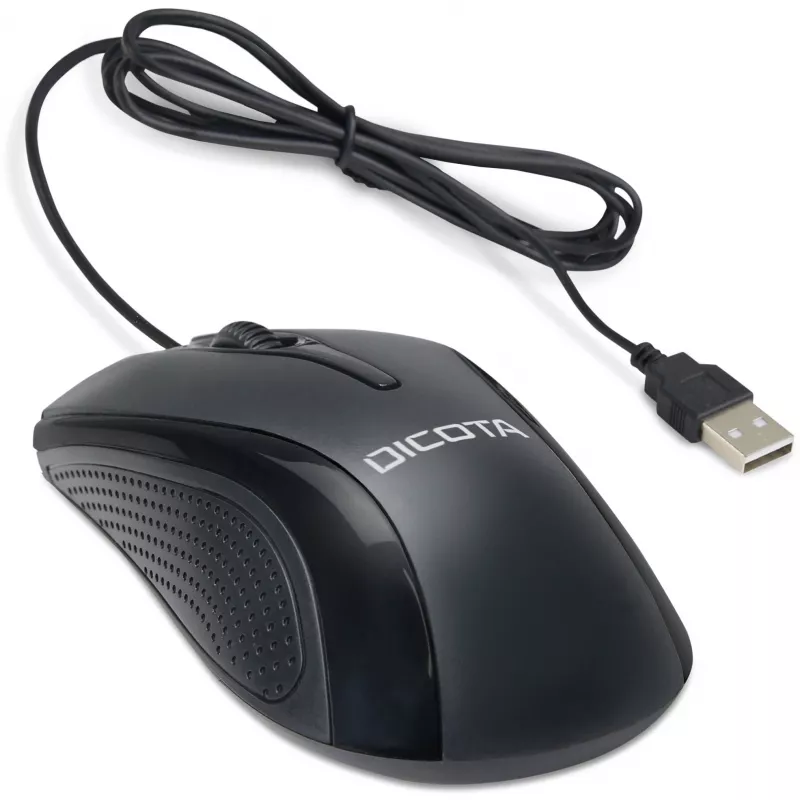 DICOTA - Pelė - dešiniarankiams ir kairiarankiams - Lazerinė - 3 mygtukai - Laidinė - USB - Juoda (D32011)