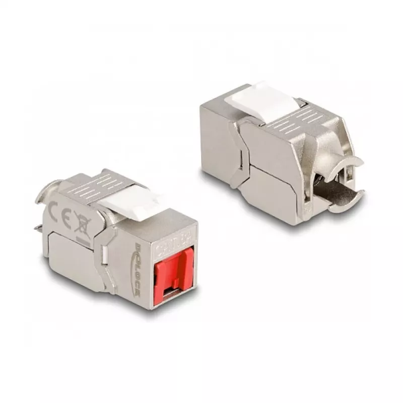 DeLOCK Keystone modulis RJ45 lizdas prie LSA Cat.6A be įrankių su raudonu dulkių gaubteliu