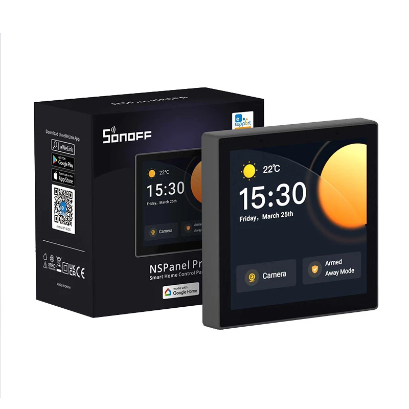 Prie sienos montuojamas išmanusis valdymo pultas „Sonoff NSPanel Pro“ — Wi‑Fi, Bluetooth, ZigBee palaikymas, modelis NSPanel86PB