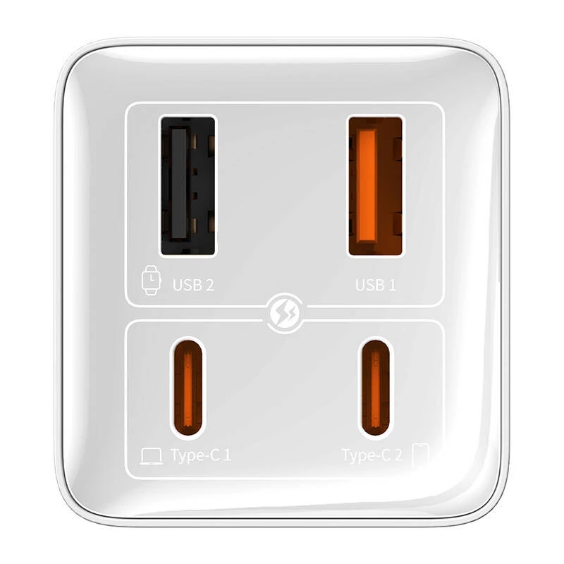 Sieninis greitasis įkroviklis Baseus GaN6 Pro 100W su 2× USB-A ir 2× USB-C