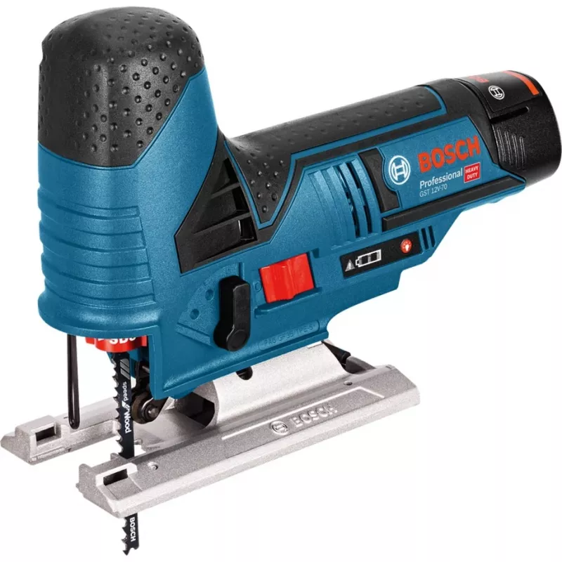 Akumuliatorinis siaurapjūklis GST 12V-70 Professional, 12 voltų (mėlyna/juoda, 2 ličio jonų akumuliatoriai 3,0 Ah, L-BOXX dėžėje)