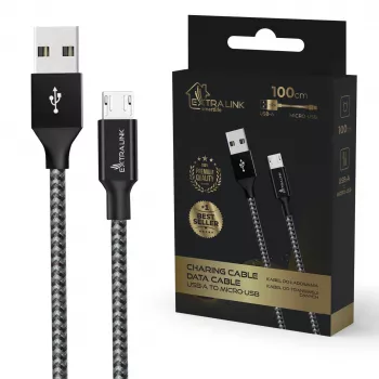 Įkrovimo laidas Extralink Smart Life 15W USB-A į microUSB 100 cm PVC juodas