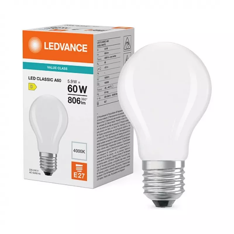 Osram LED Classic A 60 Filament P 5.9W 840 Frosted E27 LED lemputės, klasikinė kolba