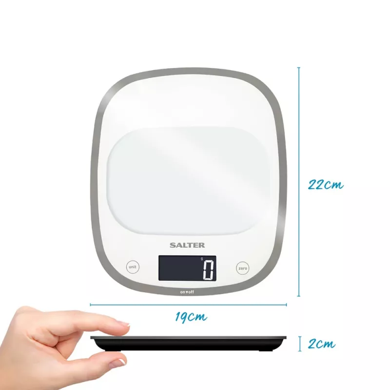 Salter 1050 WHDR Balta Curve Glass Electronic Digital Kitchen Scales
