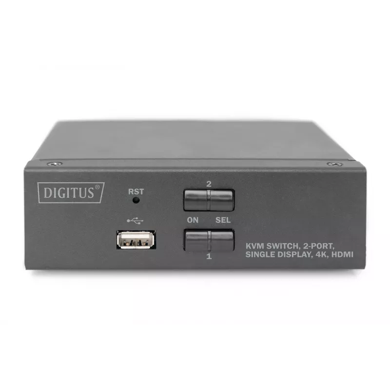 KVM jungiklis Digitus 2 prievadų vienas ekranas 4K HDMI