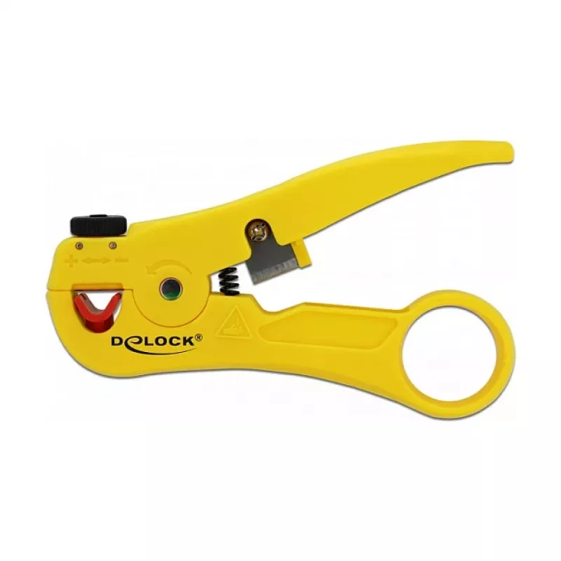 Kabelių nuėmiklis DELOCK 86478 — nuėmimo geba 3,5–9 mm, ilgis 111 mm, geltonas