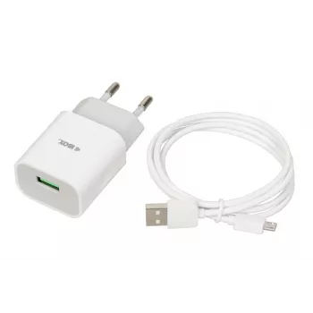 Maitinimo įkroviklis iBOX C-41 USB 2A, 1 USB prievadas, microUSB laidas, baltas