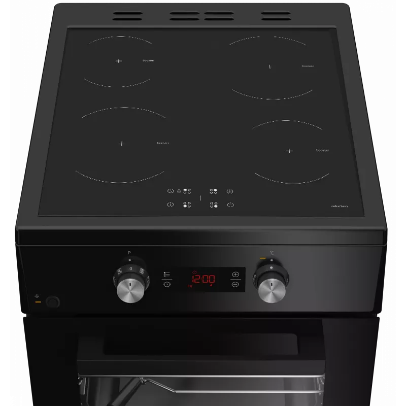 Indukcinė viryklė su elektrine orkaite Beko FSM59305BDT, 60 l, 50 cm pločio, juoda, A energijos klasė, 4 zonų greitoji indukcinė kaitlentė