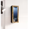 Vitrina cama meble VIGO 90 stiklinė, montuojama prie sienos, 90×35×32 cm, juoda/wotan ąžuolas