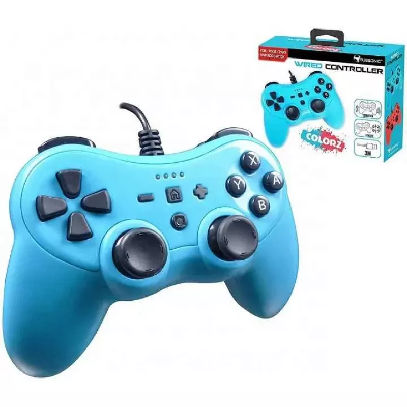 Laidinis valdiklis SUBSONIC SA5488-1 Neon Blue — skirtas Nintendo Switch, laidinis jungimas