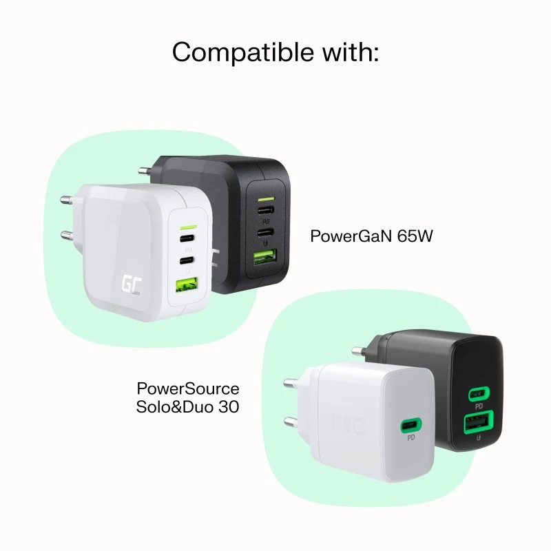 Laidas USB-C-USB-C PowerStream 100W pynė 1,2m balta