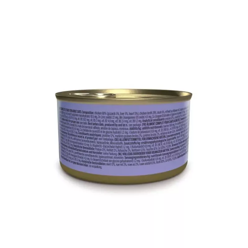 Šlapias kačių maistas Agras Pet Foods Schesir after Dark Complete Brühe 80 g — vištiena, be grūdų, be glitimo ir sojos
