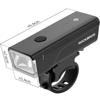 Rockbros dviračio žibintas + USB-C – USB-A kabelis 260 lm juodas