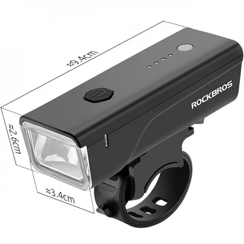 Rockbros dviračio žibintas + USB-C – USB-A kabelis 260 lm juodas