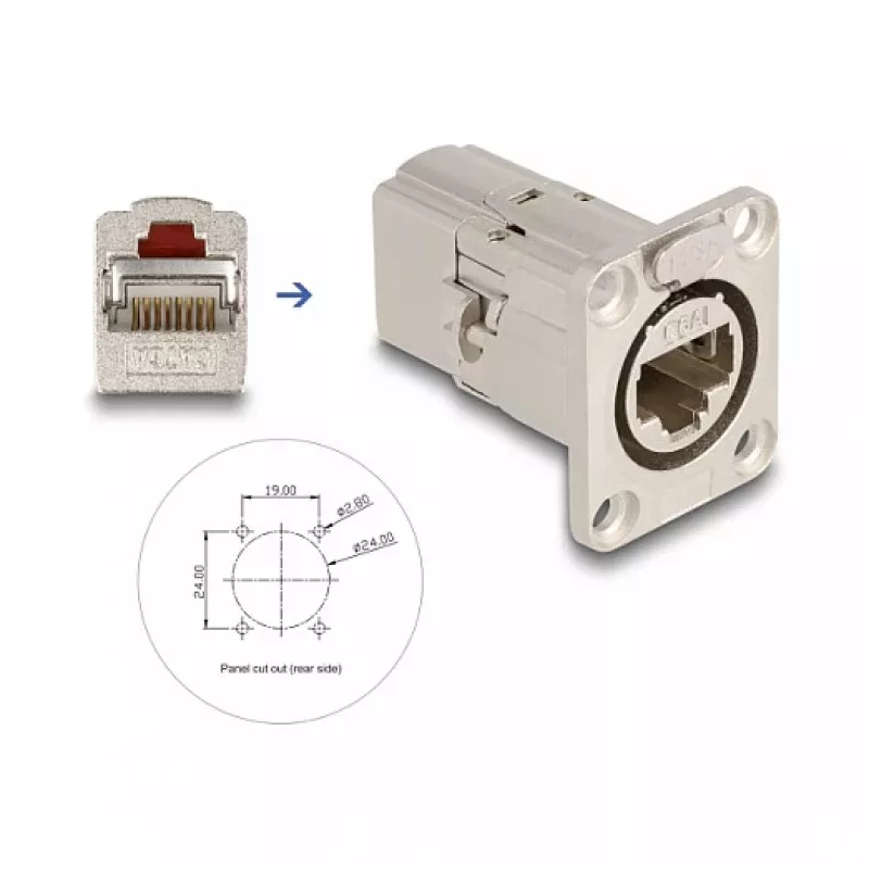 DeLOCK 67062 D tipo RJ45 Cat.6A STP įmontuota jungtis, metalinė