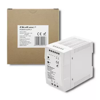 Qoltec 50914 DIN bėgio maitinimo šaltinis | 90 W | 12 V | 7,5 A | Baltas | Plonas