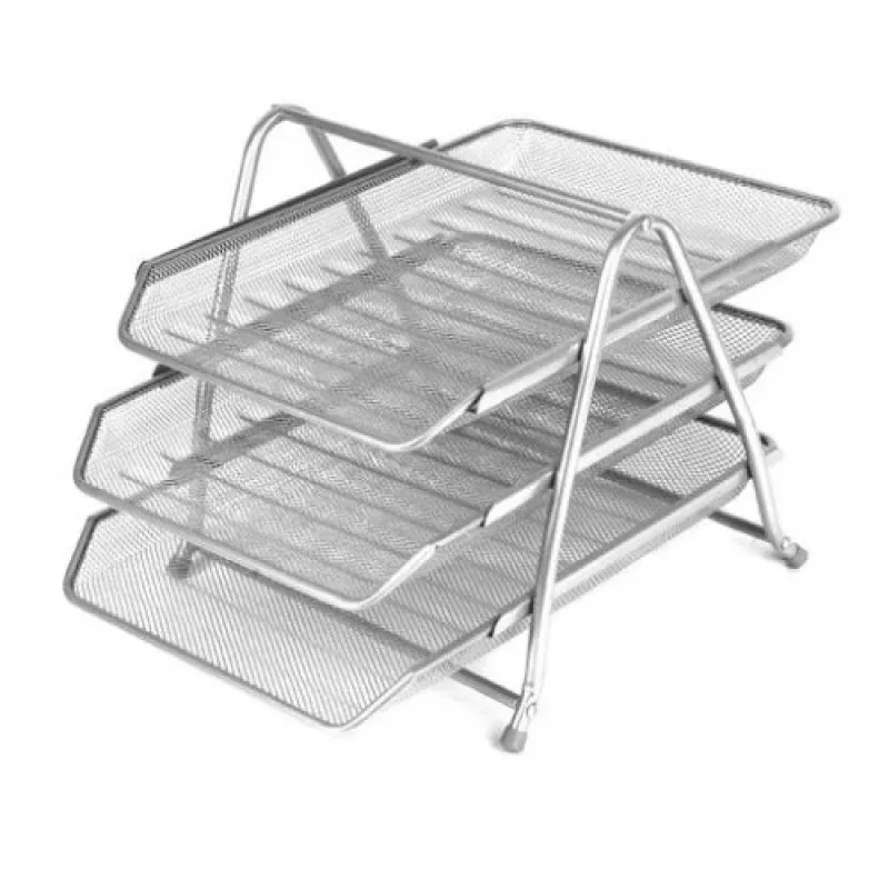 Forpus horizontalus padėklas, 3 dalių, sidabrinis, perforuotas metalas 1002-021