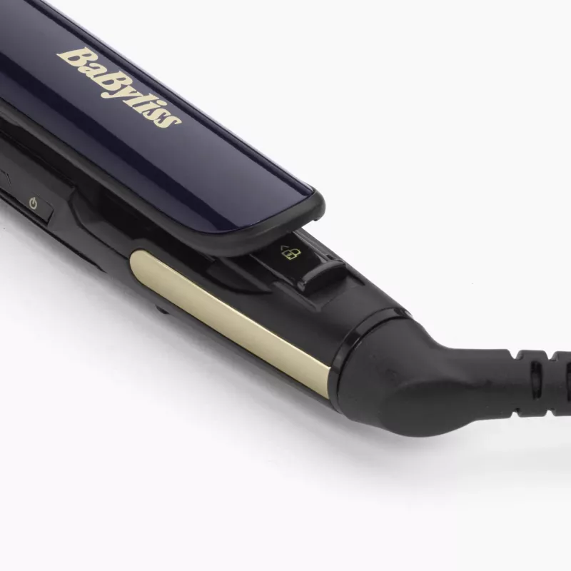 Tiesintuvas plaukams BABYLISS ST484E — Keraminės plokštelės, Warm technologija, 230V, 3,3 m laidas, juodas/auksinis