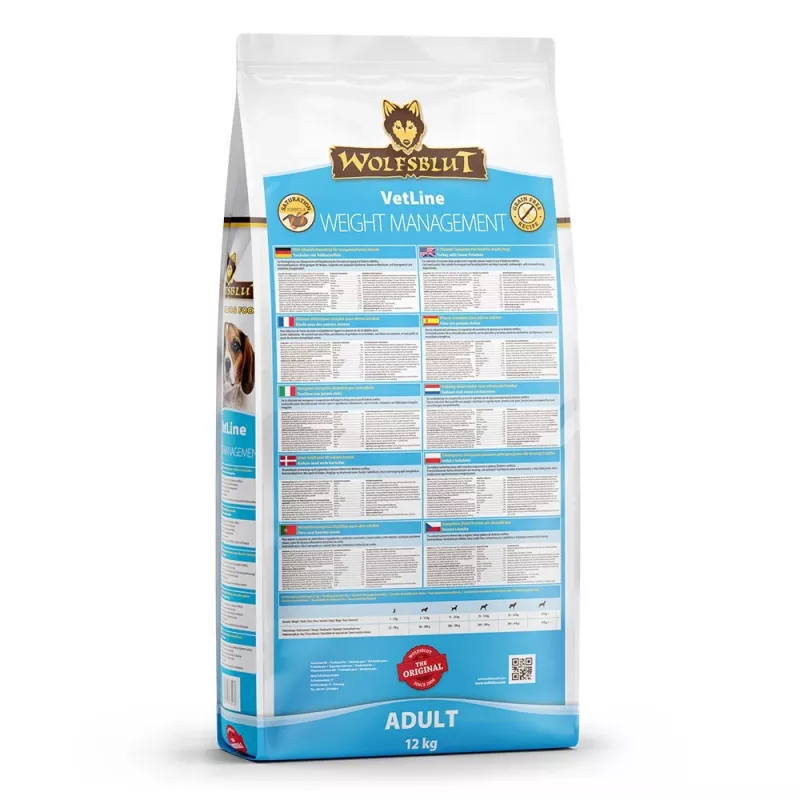 Sausas šunų maistas Wolfsblut VetLine Weight Management Turkey — 12 kg, be grūdų, 22% baltymų, 8% riebalų