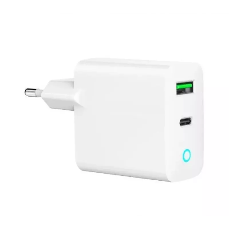 Alimentator Retea 220V GEMBIRD, Universalus, 1 X USB Type-C D 20W, 1 X USB-A 3.0 QC 18W, LED indikatorius, balta