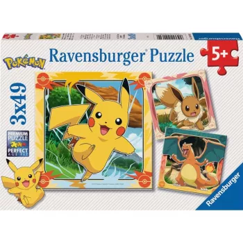 Dėlionė Ravensburger Pikachu, Charizard and Eevee — 147 dalys, nuo 5 metų, 210×? mm