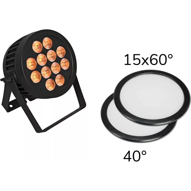 LED PAR šviestuvas EUROLITE 12x8W QCL 15x60° & 40° su 2 difuzoriniais diskais