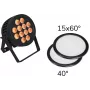 LED PAR šviestuvas EUROLITE 12x8W QCL 15x60° & 40° su 2 difuzoriniais diskais
