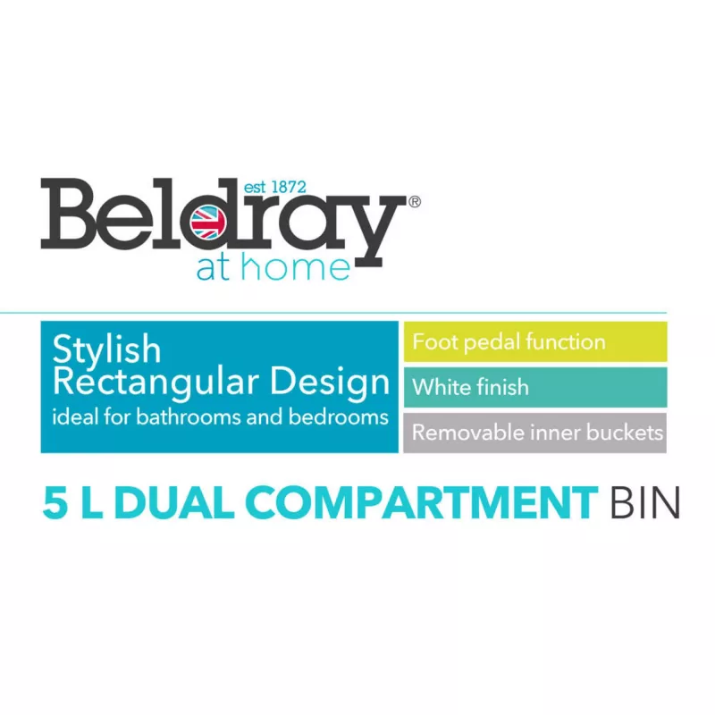 Šiukšliadėžė Beldray LA035235WHTFEU7 dviejų skyrių 5 l balta