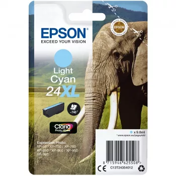Epson Elephant vienos pakuotės šviesiai žalsvai mėlynas 24XL Claria Photo HD rašalas
