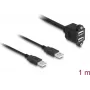 DeLOCK USB 2.0 laidas, 2 x USB Type-A kištukai į 2 x USB Type-A lizdus, 1 m, juodas