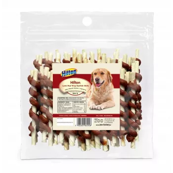 Šunų skanėstų lazdelės Hilton Beef & Lamb 500 g — mėsingi dresūros užkandžiai su 40% baltymų, 2,5% riebalų