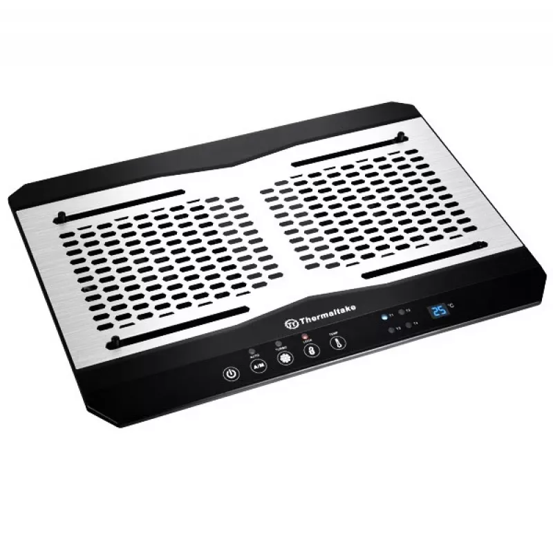Nešiojamojo kompiuterio aušinimo padėklas THERMALTAKE CL-N002-PL12BL-A su 12 cm ventiliatoriumi, aliuminis ir plastikas, 390×277,5×49,3 mm, 1000–1300 RPM
