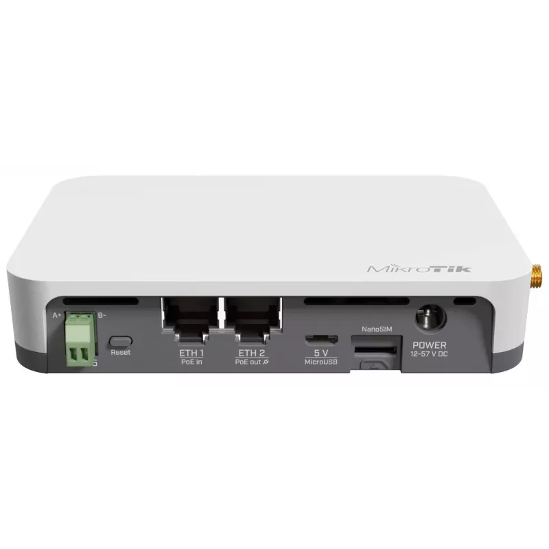 Tinklų sietuvas / valdiklis MikroTik KNOT LR8G — Vienos juostos 2,4 GHz, 100 Mbit/s Ethernet, QCA9531 650 MHz, RS-485, NanoSIM