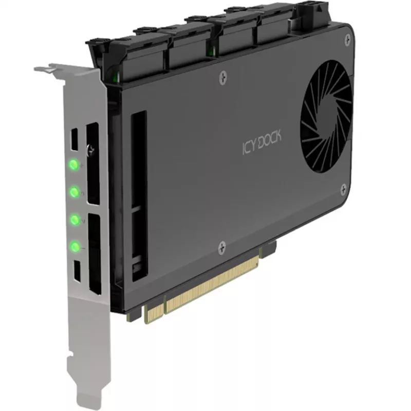 Adapterinė kortelė 4 x M.2 NVMe SSD mobiliam krepšiui, Icy Dock MB204MP-B
