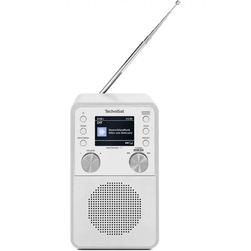 Skaitmeninis radijas TECHNISAT DigitRadio 317 White — FM ir DAB+ priėmimas, kompaktiškas stalinis dizainas