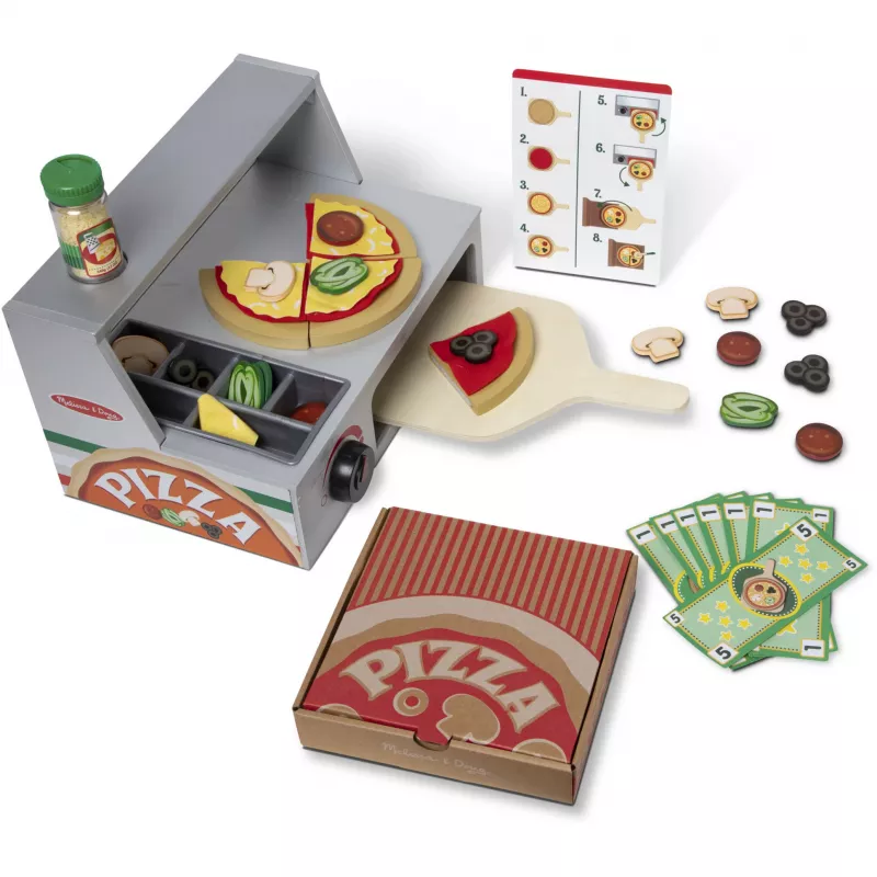 Žaidimų virtuvės priedas Spin Master Melissa & Doug Top & Bake Pizza Counter, žaidimų picos rinkinys