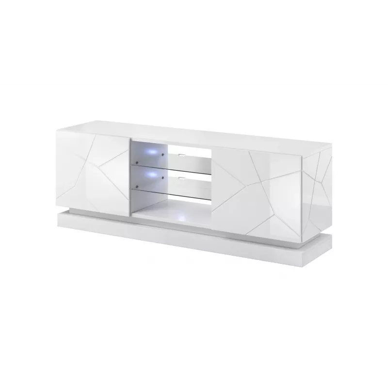 TV cabinet cama meble QIU 160 — MDF white gloss, 1600×420×570 mm