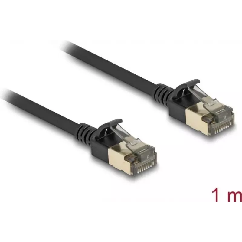 Tinklo kabelis DeLOCK RJ45 Cat.8.1 F/FTP plonas Pro 1m Juodas