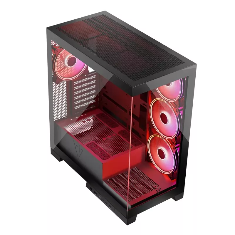 PC korpusas MODECOM Volcano SPACE APEX ARGB Midi Tower, grūdintas stiklas, USB-C, palaiko ATX/microATX/Mini-ITX, GPU iki 430 mm, CPU aušintuvas iki 180 mm