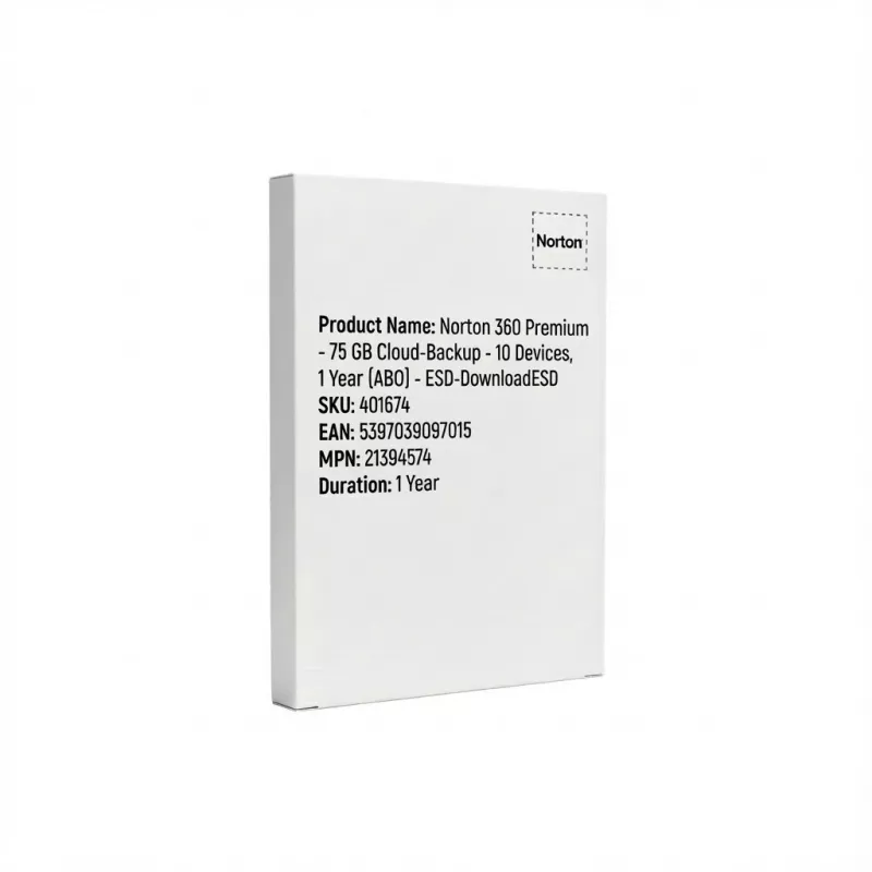 Antivirus ir saugos rinkinys NortonLifeLock Norton 360 Premium — 75 GB debesies saugykla, 10 įrenginių, 1 metai