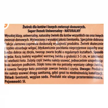 SUPER BENEK UNIVERSAL kačių kraikas Bentonito granulės Natūralus 5 l
